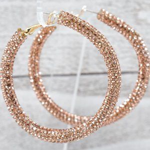 2.25" Pave Champagne Wrap Rhinestones Earrings